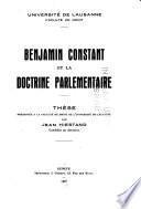 Benjamin Constant et la doctrine parlementaire