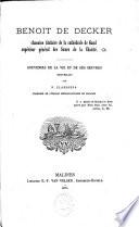 Benoit de Decker, chanoine titulaire de la cathédrale de Gand supérieur général des Soeurs de la Charité, etc