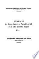 Bibliographie analytique des thèses de doctorat des universités de France