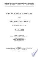 Bibliographie annuelle de l'histoire de France du cinquième siècle ...