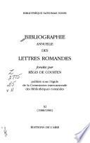 Bibliographie annuelle des lettres romandes