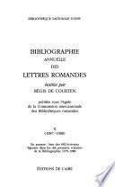 Bibliographie annuelle des lettres romandes