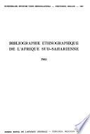 Bibliographie de l'Afrique sud-saharienne, sciences humaines et sociales