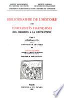 Bibliographie de l'histoire des universités françaises des origines à la Révolution
