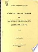 Bibliographie de l'Ordre de Saint-Jean de Jérusalem (Ordre de Malte)