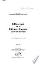 Bibliographie de la littérature française (XVIe-XXe siècles).