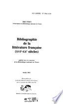 Bibliographie de la littérature française (XVIe-XXe siècles).