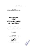 Bibliographie de la littérature française (XVIe-XXe siècles).