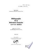 Bibliographie de la littérature française (XVIe-XXe siècles).