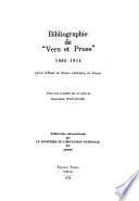 Bibliographie de Vers et prose, 1905-1914