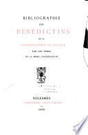 Bibliographie des Bénédictins de la Congrégation de France