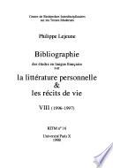 Bibliographie des études en langue française sur la littérature personnelle & les récits de vie