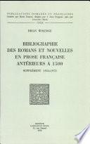 Bibliographie des romans et nouvelles en prose française antérieurs à 1500