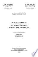 Bibliographie en langue française d'histoire du droit