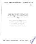 Bibliographie ethnographique de l'Afrique sud-saharienne