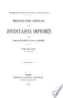 Bibliographie générale des inventaires imprimés