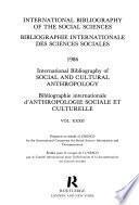 Bibliographie Internationale D'anthropologie Sociale Et Culturelle