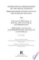 Bibliographie Internationale D'anthropologie Sociale Et Culturelle