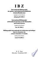 Bibliographie internationale de la littérature périodique dans les domaines des sciences humaines et sociales
