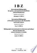Bibliographie internationale de la littérature périodique dans les domaines des sciences humaines et sociales