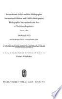 Bibliographie internationale des arts et traditions populaires