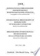 Bibliographie Internationale Des Recensions de la Litt Érature Savante