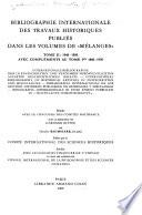 Bibliographie internationale des travaux historiques