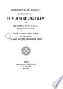 Bibliographie méthodique de l'Ordre souv de St. Jean de Jérusalem