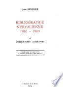 Bibliographie nervalienne, 1981-1989, et compléments antérieurs
