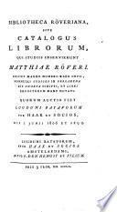 Bibliotheca [Matth.] Röveriana