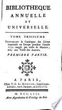 Bibliotheque annuelle et universelle