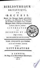 Bibliothèque britannique. Littérature