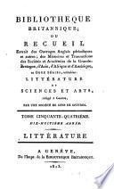 Bibliothèque britannique; ou recueil extrait des ouvrages anglais périodiques et autres