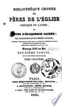 Bibliothèque choisie des pères de l'église grecque et latine