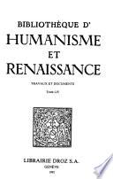 Bibliotheque d'humanisme et renaissance