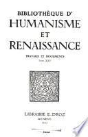Bibliotheque d'humanisme et renaissance