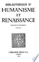 Bibliotheque d'humanisme et renaissance