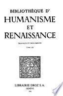 Bibliotheque d'humanisme et renaissance