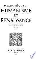 Bibliotheque d'humanisme et renaissance