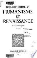 Bibliothèque d'humanisme et Renaissance