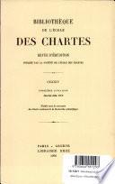 Bibliotheque de L'Ebole des Chartes Revue D'Erudition