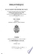 Bibliotheque de M. le baron Silvestre de Sacy