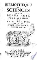 Bibliotheque des sciences et des arts pour les mois de ...