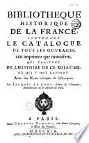 Bibliotheque historique de la France;