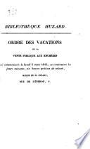 Bibliothèque Huzard. 1ère partie. Histoire Naturelle. ordre des vocations de la vente aux enchères qui aura lieu le Lundi 6 Mars 1843, ...