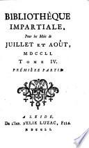 Bibliothèque impartiale [by J.H.S. Formey].