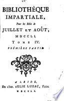 Bibliotheque impartiale (redigee par Formey, Samuel)