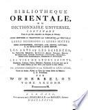 Bibliotheque orientale, ou Dictionnaire universel