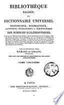 Bibliothèque sacrée, ou Dictionnaire universel, historique, dogmatique, canonique, géographique et chronologique des sciences ecclésiastiques