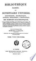 Bibliothèque sacrée, ou Dictionnaire universel, historique, dogmatique, canonique, géographique et chronologique des sciences ecclésiastiques